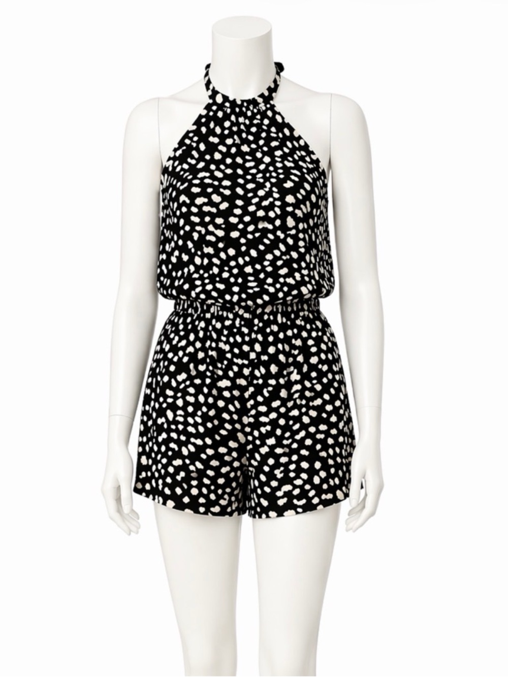Black & White Halter Romper - Women's Jumpsuit Size Medium